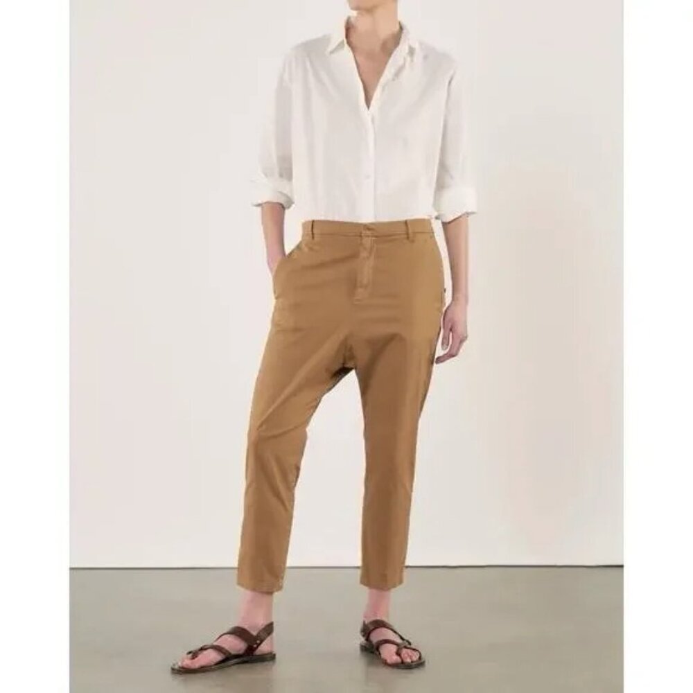 Nili Lotan Paris Pants Size 2 Tawny Brown Drop Crotch Baggy Trousers
